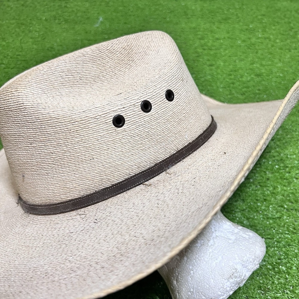 Vintage Atwood Cowboy Hat 7 1/4 7X Hereford Low Crown Lng Oval Leather Logo Band - Picture 4 of 10
